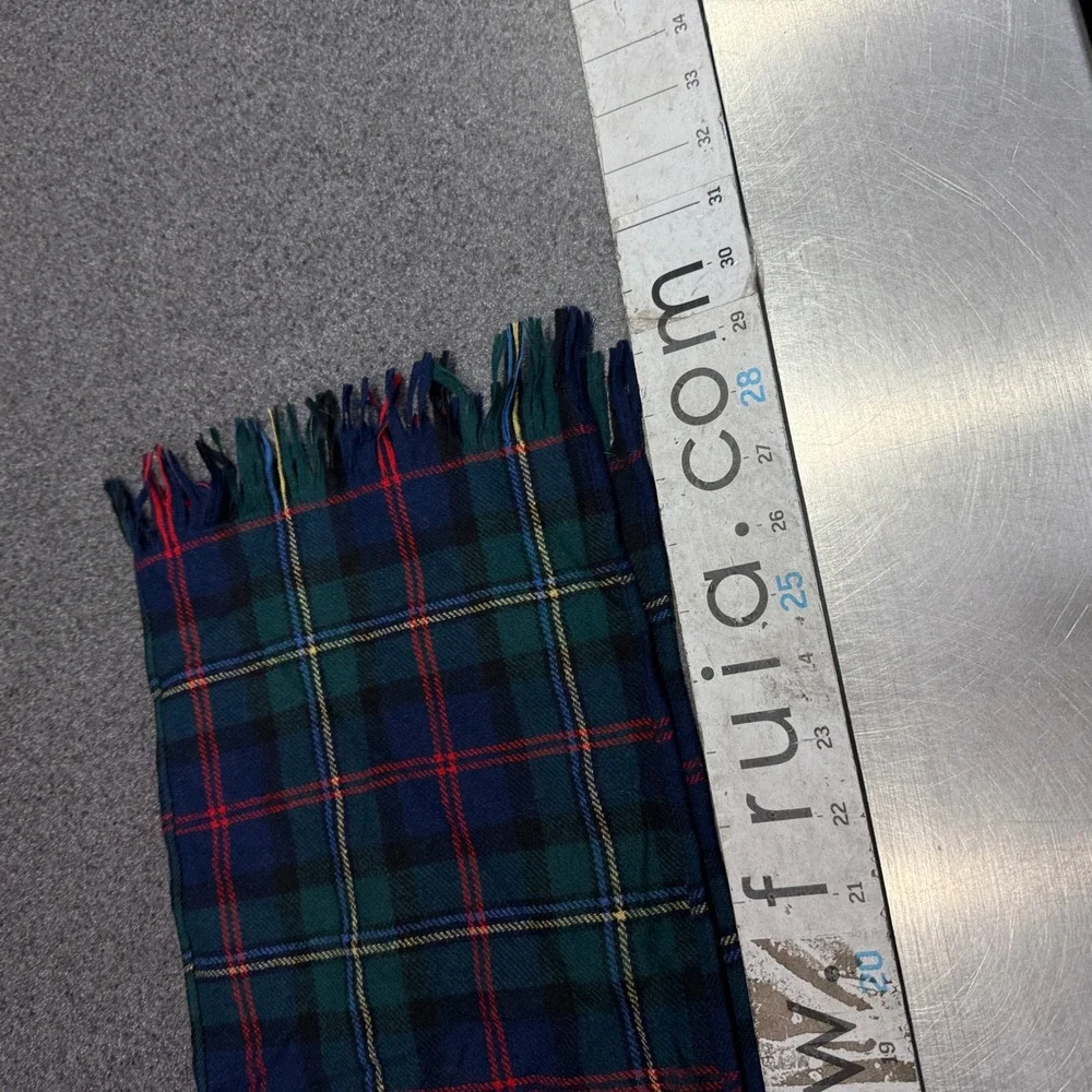 Pendleton Scarf Unisex OS Blue Green Plaid Fair Wool Tartan Fringed USA Made